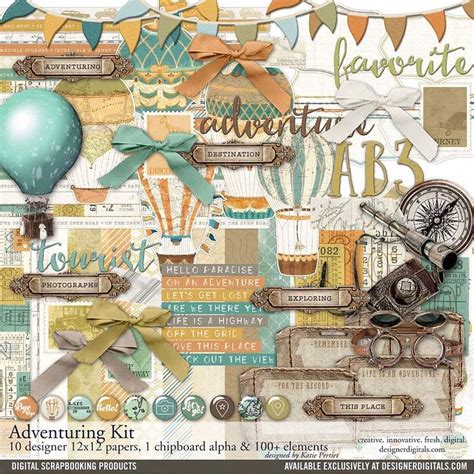 Adventuring Travel Scrapbook Kit scrapbook page kit in a vintage style ...