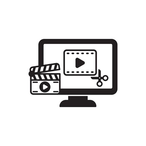 Video editing icon with glyph style and black color on isolated ...