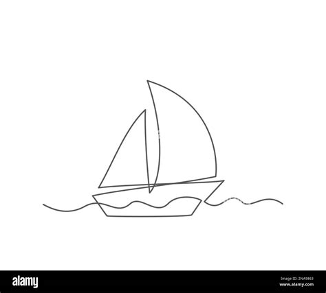 Boat One line drawing on white background Stock Vector Image & Art - Alamy