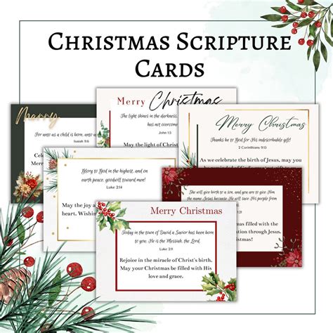 Christmas Scripture Cards Printable Christmas Bible Verses for Cards Christian Greetings Cards ...