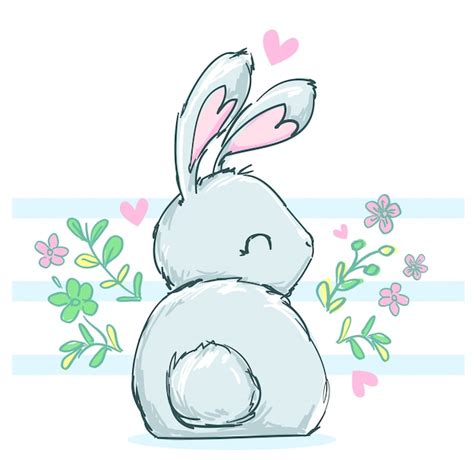 Premium Vector | Cute drawing bunny with flowers.