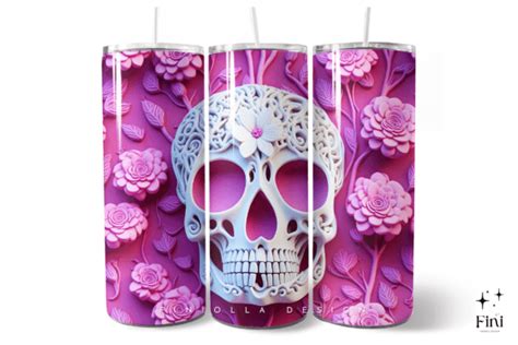 3D Halloween Skeleton Tumbler Wrap Pink Graphic by Finiolla Design ...