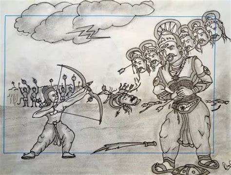 Rama killing Ravana Painting by Lokesh Verma