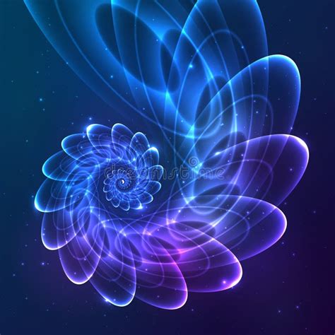 Blue Abstract Vector Fractal Cosmic Spiral Stock Vector - Illustration of curve, neon: 45768107