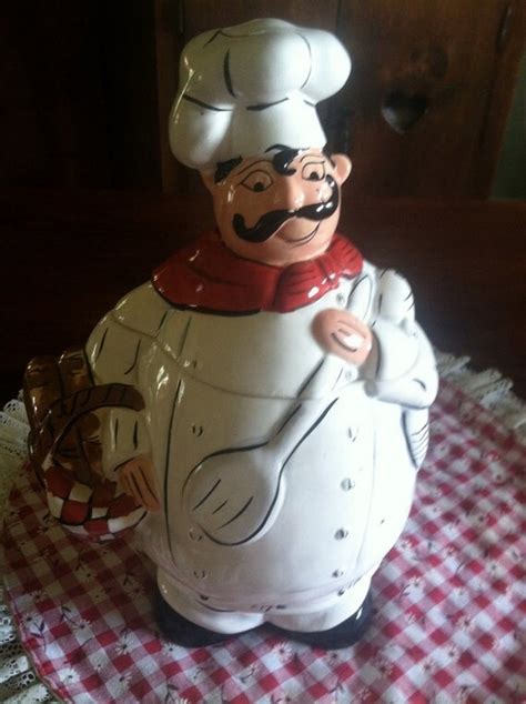 Vintage Fat Chef large Ceramic cookie Jar. Hug the Chef