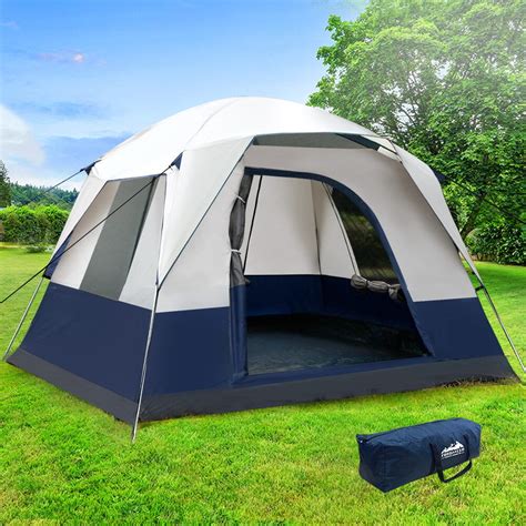 Weisshorn 4 Person Canvas Camping Tent - Navy & Grey