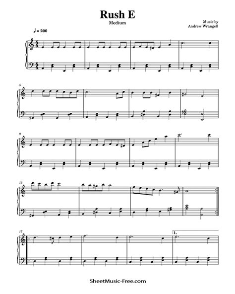 Rush E Sheet Music Piano Tutorial Medium - ♪ SHEETMUSIC-FREE.COM