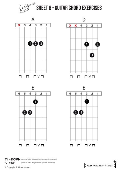 Sheet 8 - Beginners Guitar Chords - Easy Reading | Guitar chords, Guitar for beginners, Guitar ...