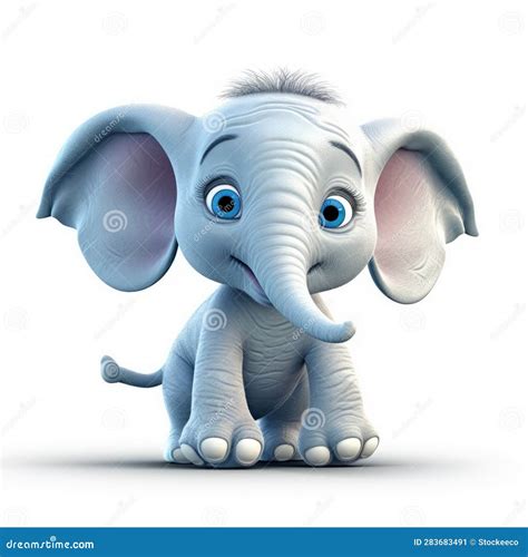 Playful Disney-style Elephant Baby in 3d Pixar Animation Stock Illustration - Illustration of ...