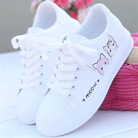 Cute Cat Printed Fashion Lace-up Women Sneakers – GaGodeal | Casual ...