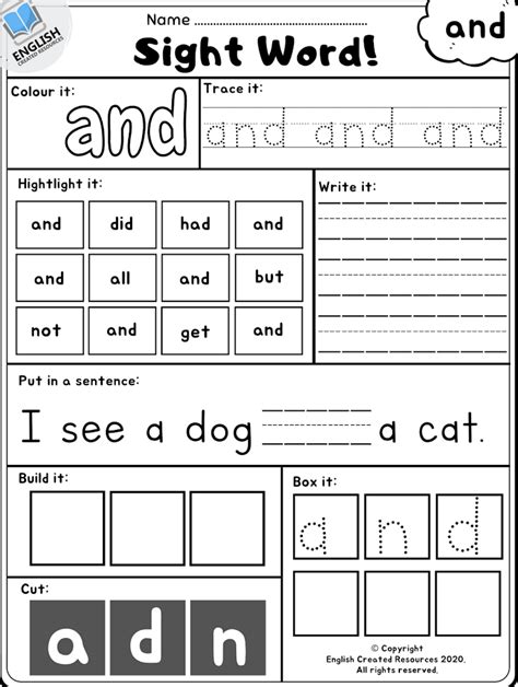 Sight Words Activities Part 1 - English Created Resources