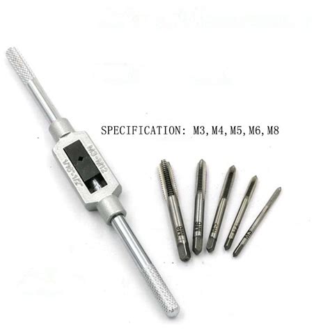 M3 M8 Metric Steel Tap Wrench Set High Quality High Speed Steel Tap Wrench Portable DIY Hand ...