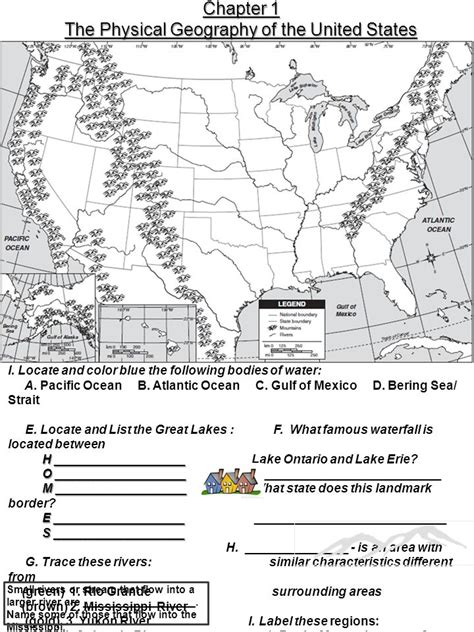 Chapter 1 The Physical Geography of the United States I. Locate ...