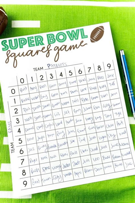 Free Printable Super Bowl Squares Template