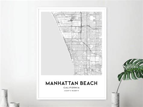 Manhattan Beach Map Print Manhattan Beach Map Poster Wall - Etsy