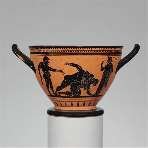 Attributed to the Theseus Painter | Terracotta skyphos (deep drinking cup) | Greek, Attic ...