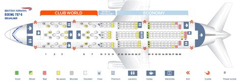 Seat map Boeing 787-8 British Airways. Best seats in plane