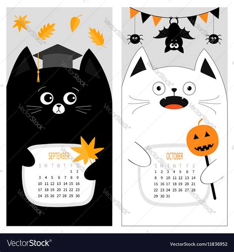 Cat calendar 2017 cute funny cartoon character set