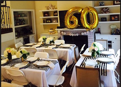 color ideas - gold, white black | 60th birthday theme, 60th birthday ideas for mom, 60th ...