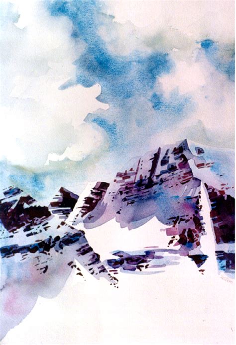 Mountain Watercolor Painting - Athabasca Valley, Rocky Mountains - a photo on Flickriver