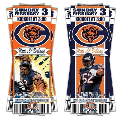 Chicago Bears NFL Football Ticket Style Comic Invite