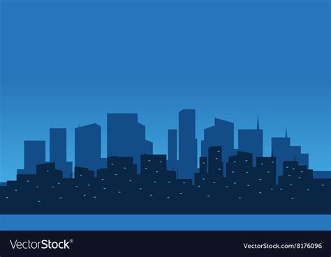 Silhouette city at night Royalty Free Vector Image