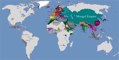 The size of the Mongol Empire compared to the rest of the world in 1260 ...