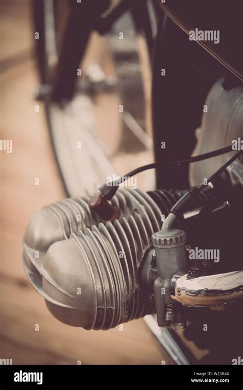 Color detail of a vintage motorcycle boxer engine Stock Photo - Alamy