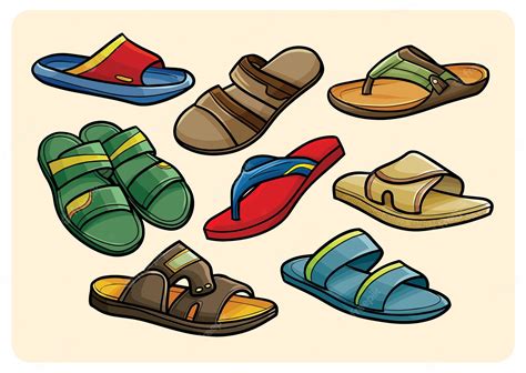 Premium Vector | Stylish slippers cartoon illustration set