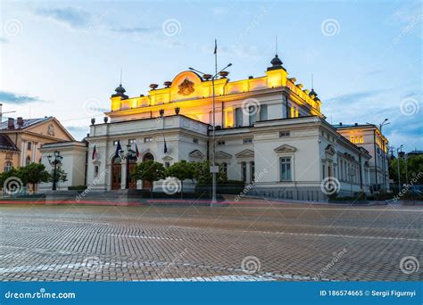 Parliament in Sofia stock image. Image of tourism, lights - 186574665