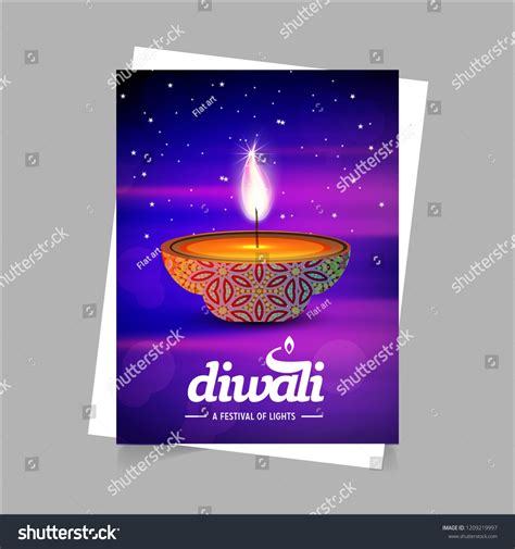 Diwali Design Blue Background Typography Vector Stock Vector (Royalty ...