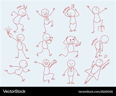 Stickman characters business person in doodle Vector Image