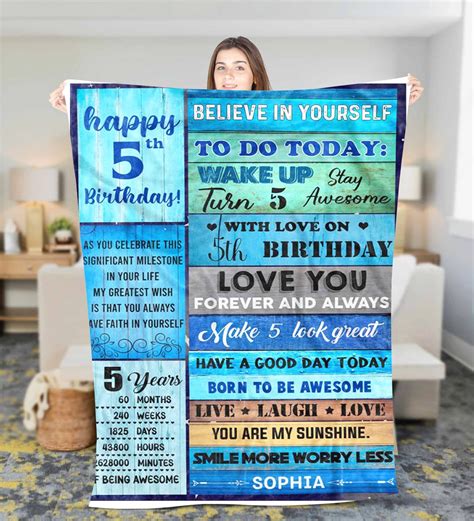 Custom 5 Year Old Girl Birthday Gift, Happy 5th Birthday Blanket, 5th ...