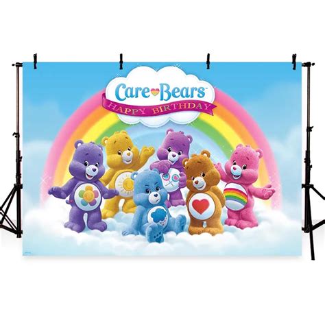 custom care bears birthday clouds rainbow photography backgrounds High ...