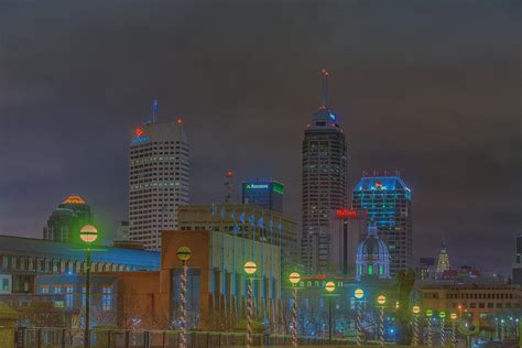 Indianapolis Indiana Night Skyline Fog Photograph by David Haskett II ...