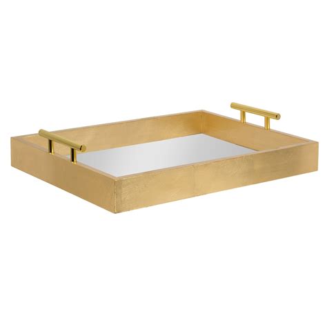 Overstock / 16x12 / $60 Kate and Laurel Lipton Polished Metal Handle Decorative Tray Gold ...