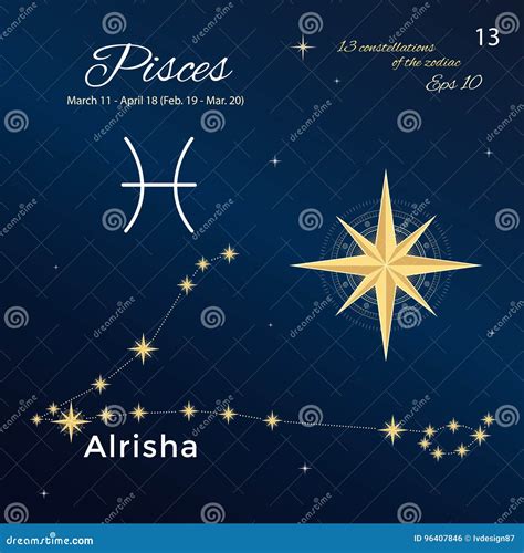 Pisces. High Detailed Vector Illustration. 13 Constellations of the ...