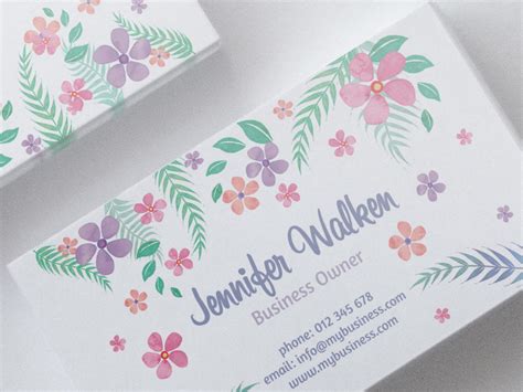 Flowery Watercolor Business Card by Audee on Dribbble