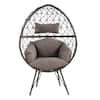 Black Wicker Outdoor Patio Lounge Chair with Light Gray Cushion FG-33 ...