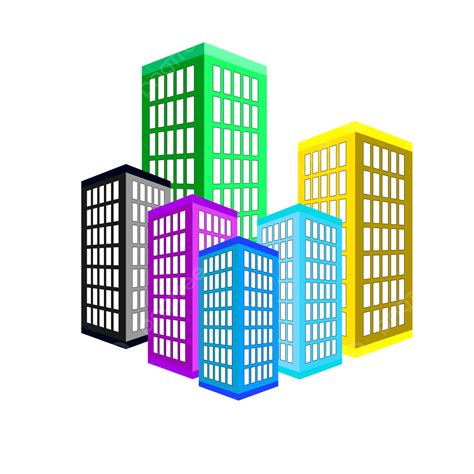 Colorful Buildings Clipart Transparent Background Colorful Cartoon ...