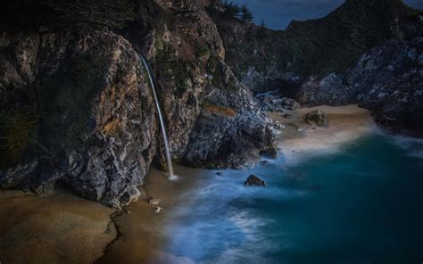 trees, photography, mountain, beach, tranquil scene, cliff, waterfall ...