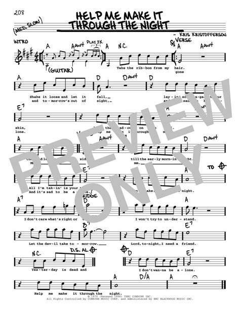 Kris Kristofferson 'Help Me Make It Through The Night' Sheet Music and ...