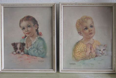 Vintage Florence Kroger Pair of Prints Titled PRAYER's Lambert Product, U S A