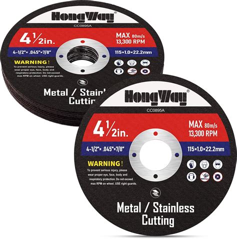 Amazon.com: HongWay 10 Pack Cut-Off Wheels, 4-1/2 x 7/8-inch Metal&Stainless Steel Cutting Wheel ...