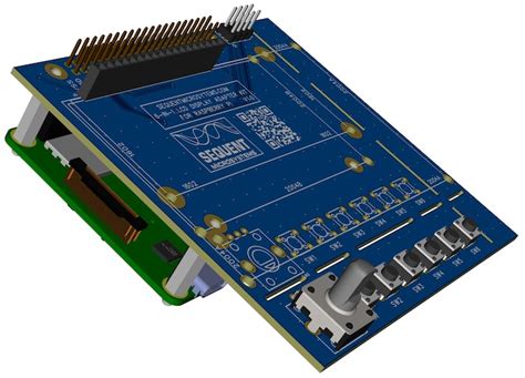 LCD Adapter for 2004 Display with Rotary Encoder and six pushbuttons side view - Electronics-Lab.com