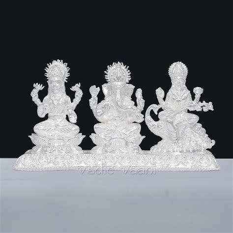 Set of Ganesh / Lakshmi / Saraswati Idol in Pure Silver | Saraswati idol, Pure products, Pure silver