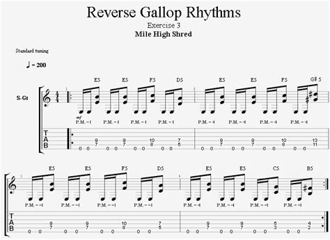 Reverse Gallop Guitar Rhythm Exercises - Mile High Shred