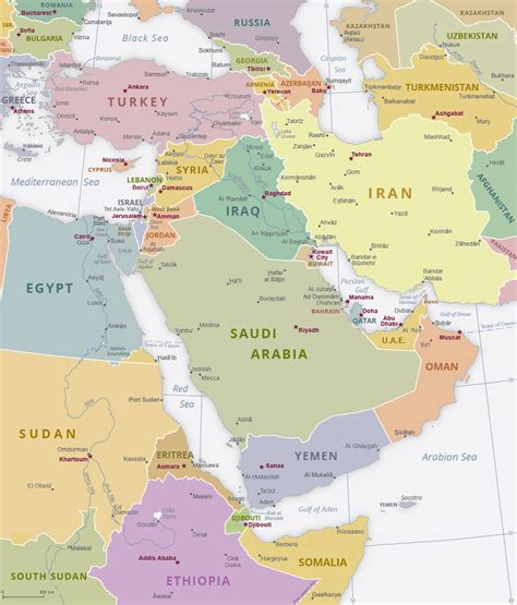 Political Map Of Middle East