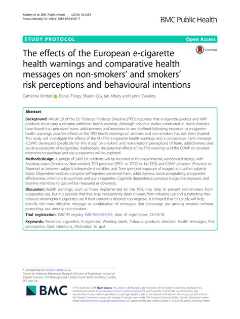 (PDF) The effects of the European e-cigarette health warnings and ...