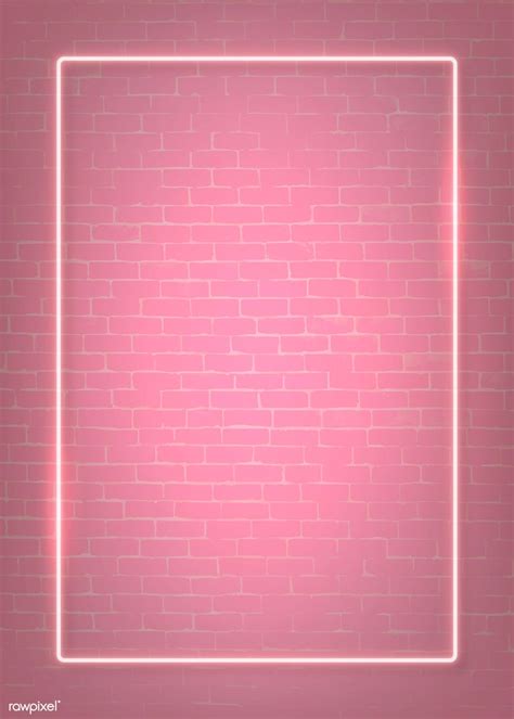 Rectangle pink neon frame on a pink brick wall vector | premium image by rawpixel.com / manotang ...